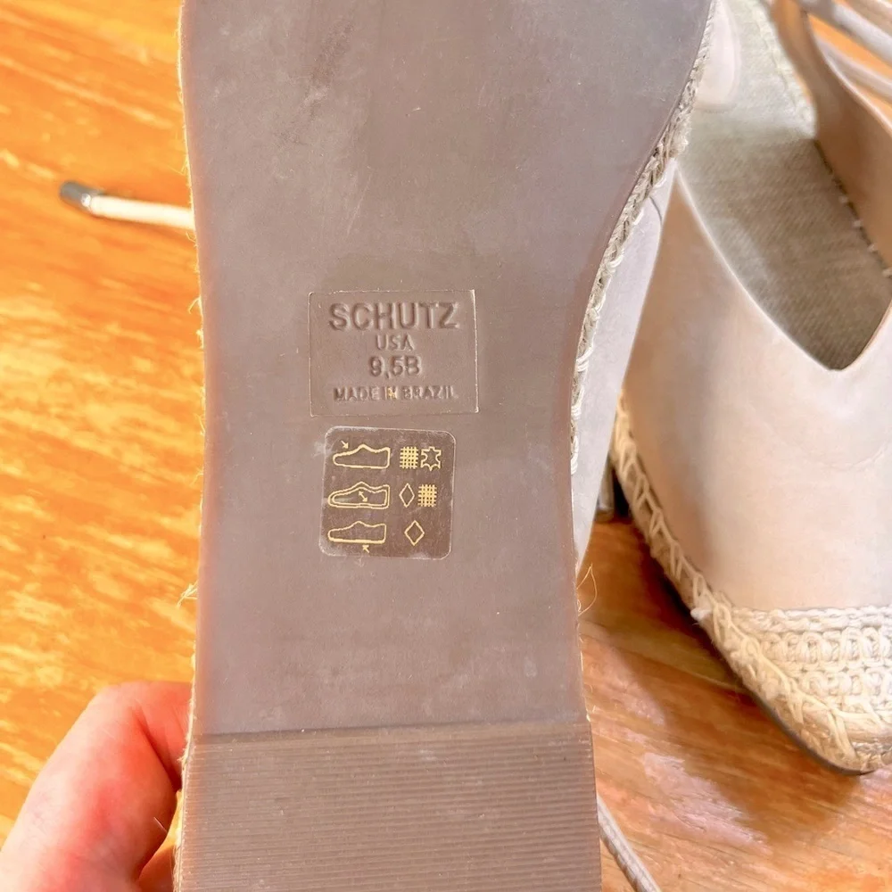 Schutz Liba Ankle-Tie Leather Espadrille Flats